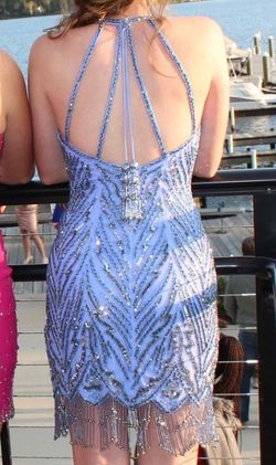 Sherri Hill Blue Size 0 Sequined Fringe Cocktail Dress on Queenly