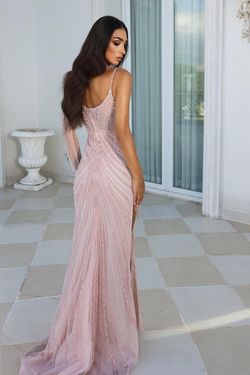 Style PS23989 Portia and Scarlett Orange Size 14 Feather Floor Length Prom Coral Side slit Dress on Queenly