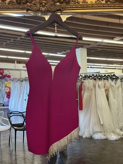 Style 04977a Jovani Hot Pink Size 8 Midi 04977a Cocktail Dress on Queenly