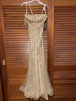 Style -1 Mac Duggal Nude Size 4 Military Floor Length Prom Mermaid Dress on Queenly