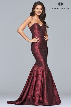 Style S10118 Faviana Red Size 0 Floral Mermaid Dress on Queenly