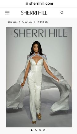 Sherri Hill White Size 2 Floor Length Jumpsuit Dress on Queenly