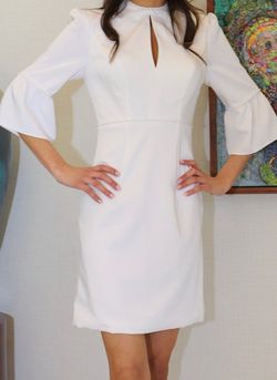 Ashley Lauren White Size 0 Bachelorette Bridal Shower Midi Cocktail Dress on Queenly