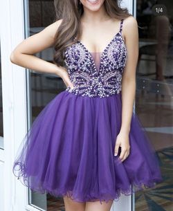 Style 47550A Jovani Purple Size 0 Homecoming Pageant Mini Prom Cocktail Dress on Queenly