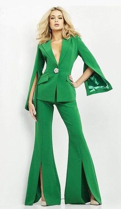 Style 06922 Jovani Green Size 6 Tall Height Blazer Jumpsuit Dress on Queenly