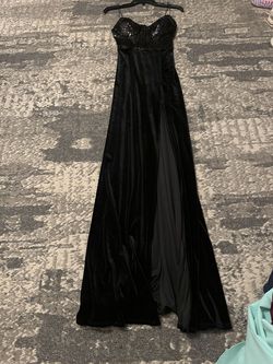 Style 196y115 B. Darlin Black Size 6 Floor Length B.darlin Side slit Dress on Queenly