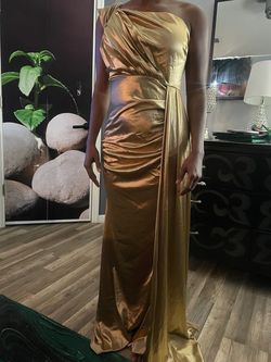 missord Gold Size 8 Wedding Guest Military Prom Straight Dress on Queenly