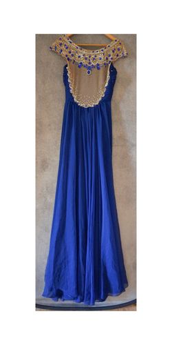 SHERRI HILL Royal Blue Size 6 Sheer Tulle Prom Ball gown on Queenly