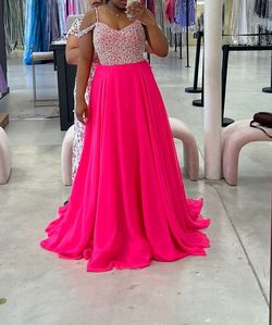 Style 11253 Ashley Lauren Pink Size 12 Plus Size Free Shipping Prom A-line Dress on Queenly