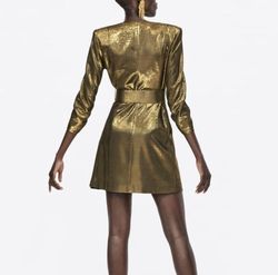 Zara Gold Size 4 Wedding Guest Interview Cocktail Dress on Queenly