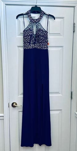Blondie Nites Purple Size 2 Sheer Jewelled Prom Free Shipping Side slit Dress on Queenly