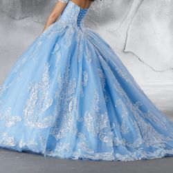 MoriLee Blue Size 18 Jewelled Sweet 16 Tulle Quinceanera Ball gown on Queenly