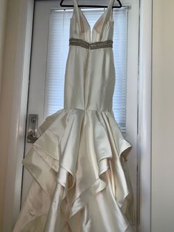 Jovani White Size 4 Halter Wedding Free Shipping Train Dress on Queenly