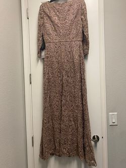 Style 866711 JS COLLECTIONS Nude Size 12 Floor Length Plus Size Straight Dress on Queenly
