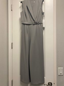 Calvin Klein Gray Size 4 Wedding Guest Blazer Jumpsuit Dress on Queenly