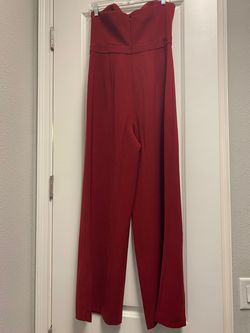 Style 570272736 White House Black Market Red Size 8 Strapless Winter Formal Interview Jumpsuit Dress on Queenly