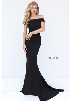 Style 50824 Sherri Hill Black Size 2 Prom Train Wedding Guest Military Mermaid Dress on Queenly