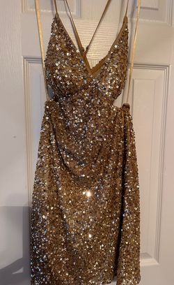 Ashley Lauren Gold Size 6 Nightclub Pageant Mini Cocktail Dress on Queenly