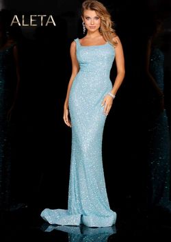 Style 657 Aleta Blue Size 2 Teal Floor Length Mermaid Dress on Queenly