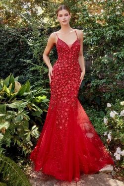 Style A1201 Andrea & Leo Couture Red Size 14 Floral Mermaid Dress on Queenly