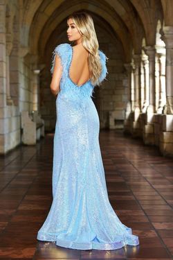 Style 38896 Ava Presley Blue Size 2 Tall Height Side slit Dress on Queenly