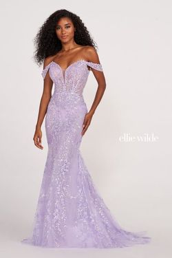 Style EW34007 Ellie Wilde By Mon Cheri Purple Size 14 Flare Floor Length Mermaid Dress on Queenly