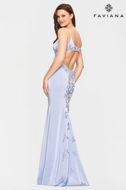 Style S10815 Faviana Blue Size 0 Backless Lace Mermaid Dress on Queenly