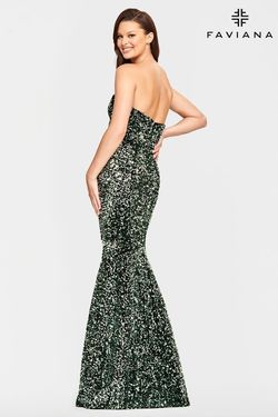 Style S10819 Faviana Black Size 6 Tall Height Sequined Floor Length Mermaid Dress on Queenly