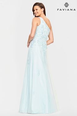 Style S10833 Faviana Light Blue Size 8 Tall Height Tulle A-line Dress on Queenly