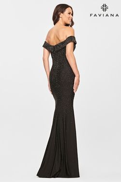 Style S10850 Faviana Purple Size 10 Black Tie Side slit Dress on Queenly