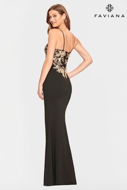 Style S10853 Faviana Black Size 12 Floor Length Tall Height Plus Size Side slit Dress on Queenly