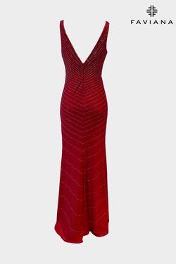 Style ES10893 Faviana Red Size 10 Tall Height Side slit Dress on Queenly