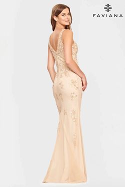 Style S10855 Faviana Gold Size 14 Tall Height Pageant Plus Size Mermaid Dress on Queenly