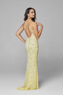 Style 3214 Primavera Yellow Size 2 Floor Length Side slit Dress on Queenly