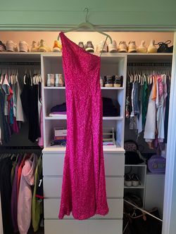 Sherri Hill Hot Pink Size 0 Sequined Asymmetrical Straight Dress on Queenly