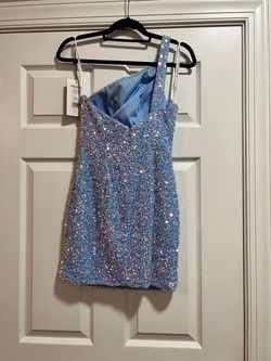 Sherri Hill Blue Size 4 Sequined Sorority Formal Prom Pageant Cocktail Dress on Queenly
