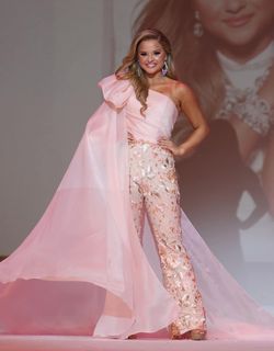 Style Custom jumpsuit/Fun fashion with train  Fernando Wong Light Pink Size 0 Fun Fashion Pageant Jumpsuit Dress on Queenly