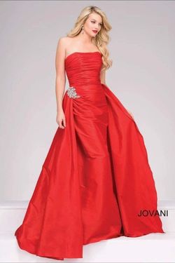 Jovani Red Size 12 Prom Floor Length Train Dress on Queenly