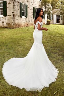 Style 44271 Sincerity White Size 16 Floor Length Sequined Ivory Mermaid Dress on Queenly