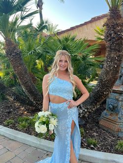 Jovani Blue Size 4 Prom Train Dress on Queenly