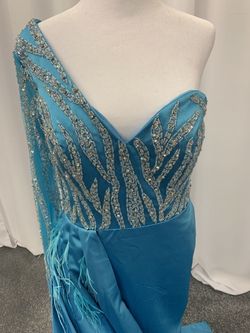 One more couture  Blue Size 8 Floor Length Mermaid Dress on Queenly