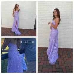 Sherri Hill Purple Size 2 Floor Length Strapless Side slit Dress on Queenly