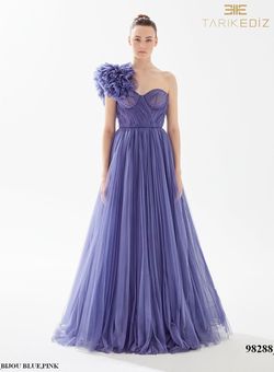 Style 98288 Tarik Ediz Purple Size 4 Floor Length Ball gown on Queenly