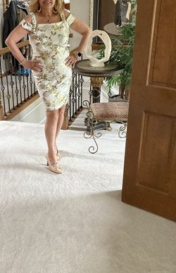 Boston proper Gold Size 12 Plus Size Cocktail Dress on Queenly