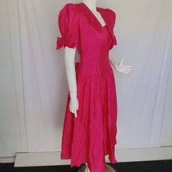 Vintage Pink Size 2 Fitted Sleeves Military A-line Dress on Queenly