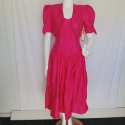 Vintage Pink Size 2 Sleeves Sweetheart High Neck A-line Dress on Queenly