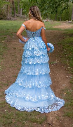 Sherri Hill Blue Size 2 Floor Length Prom Train Dress on Queenly