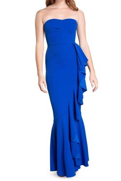 Dress the Population Royal Blue Size 8 Strapless Floor Length Mermaid Dress on Queenly
