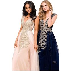 Style 41677 Jovani Blue Size 2 50 Off Fitted Plunge Shiny Ball gown on Queenly
