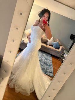 Style Trumpet dress Maggie Sottero White Size 14 Strapless Embroidery Plus Size Mermaid Dress on Queenly